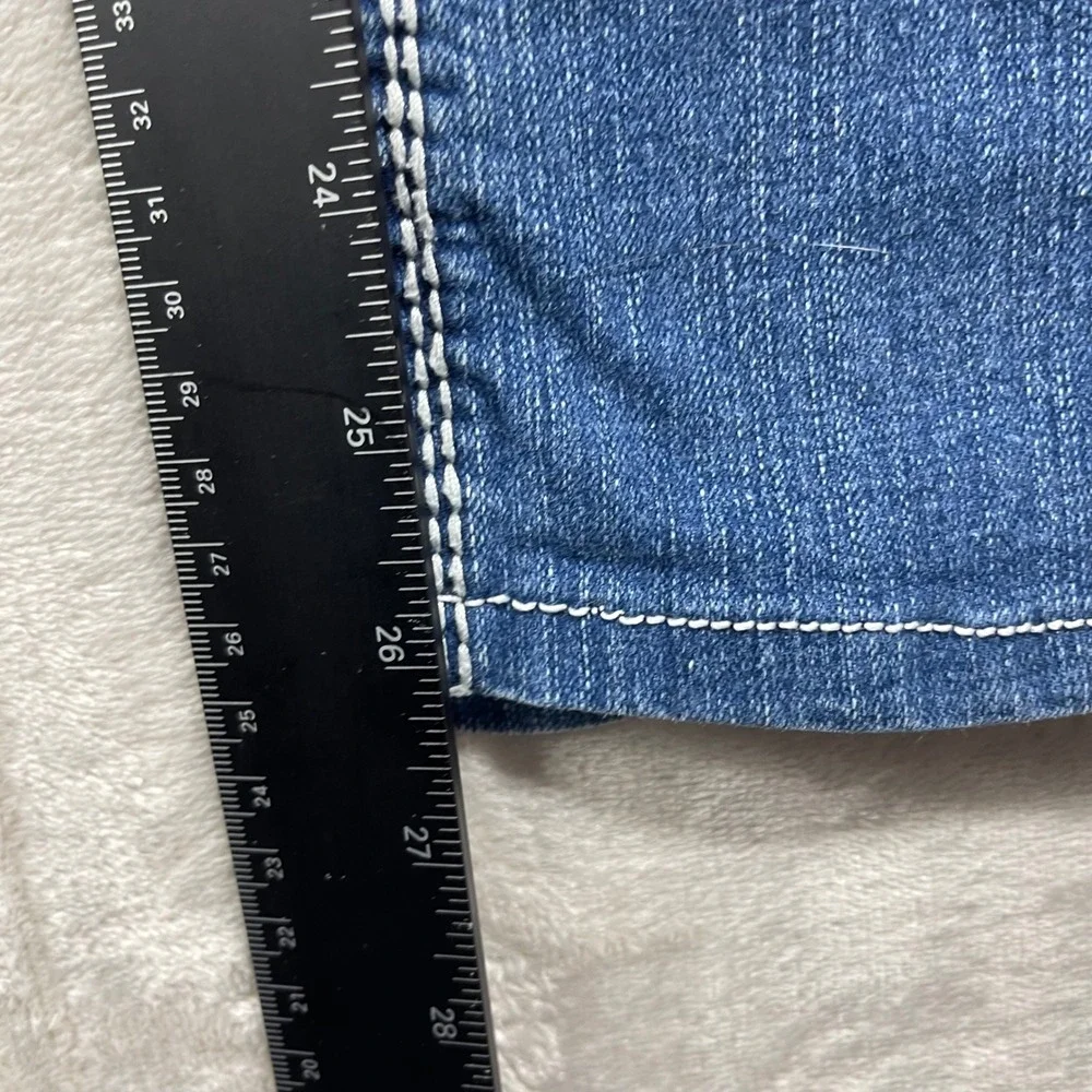 Ariya Jeans Bootcut Women 11/12 Blue Thick Stitch Embellished Flap Pocket